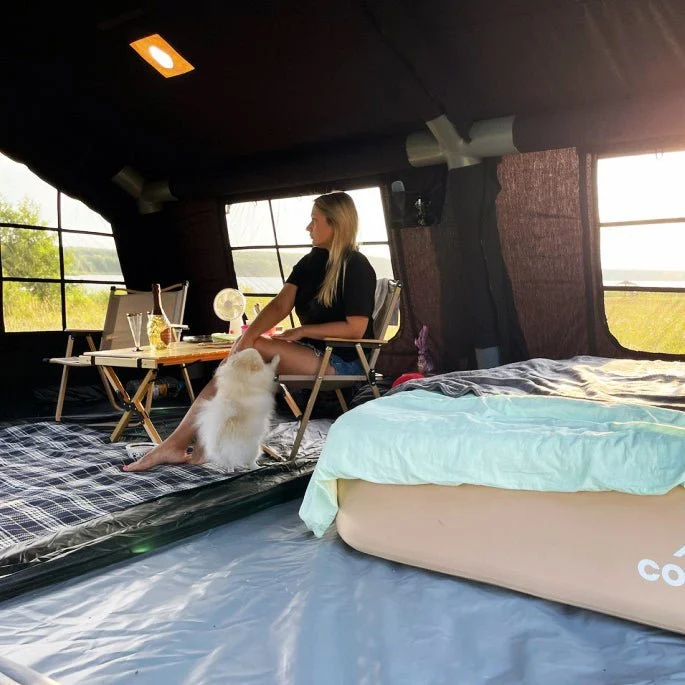 Coody Familia AirTent 17.2 Black – Large Inflatable Hot Tent with Stove Jack for Camping, 2–10 People