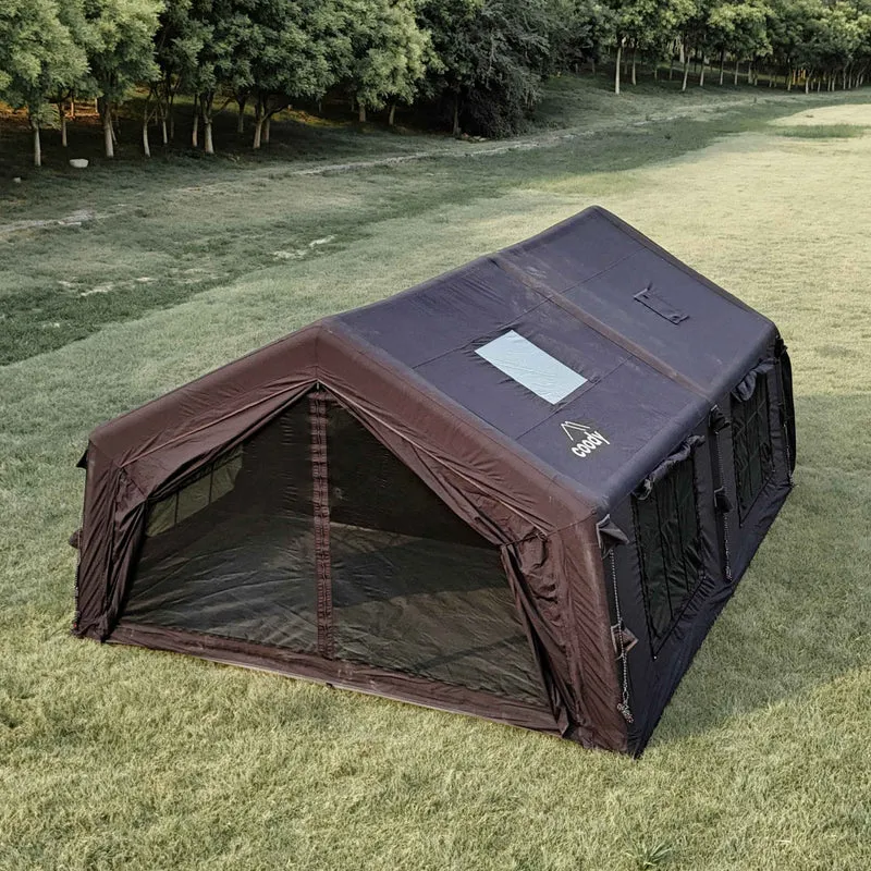Coody Familia AirTent 17.2 Black – Large Inflatable Hot Tent with Stove Jack for Camping, 2–10 People