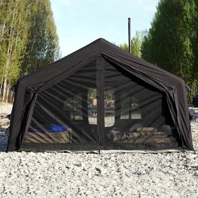 Coody Familia AirTent 17.2 Black – Large Inflatable Hot Tent with Stove Jack for Camping, 2–10 People