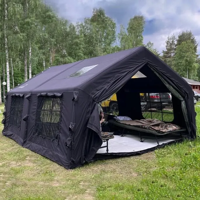 Coody Familia AirTent 17.2 Black – Large Inflatable Hot Tent with Stove Jack for Camping, 2–10 People