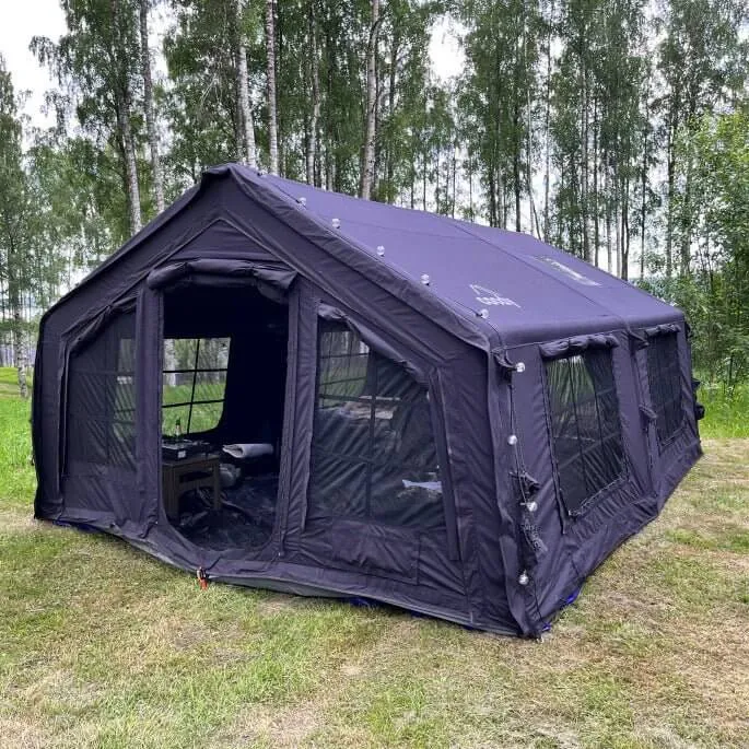 Coody Familia AirTent 17.2 Black – Large Inflatable Hot Tent with Stove Jack for Camping, 2–10 People