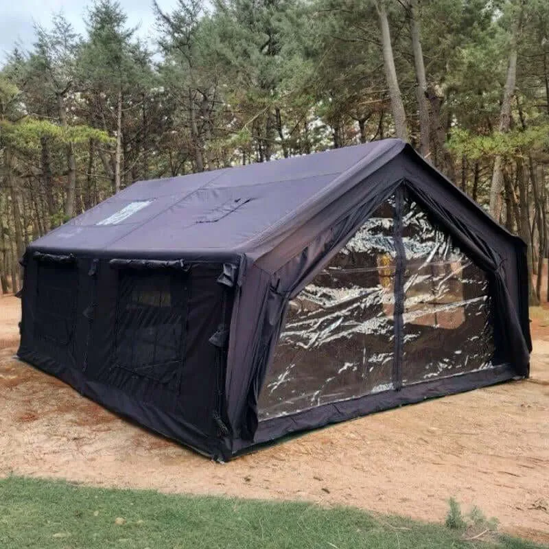 Coody Familia AirTent 17.2 Black – Large Inflatable Hot Tent with Stove Jack for Camping, 2–10 People