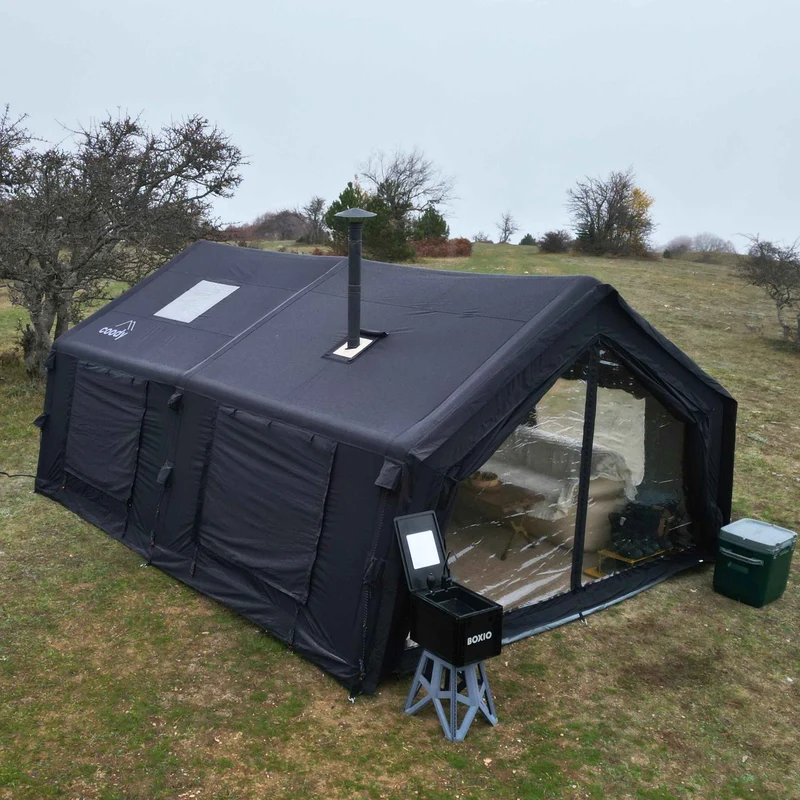 Coody Familia AirTent 17.2 Black – Large Inflatable Hot Tent with Stove Jack for Camping, 2–10 People