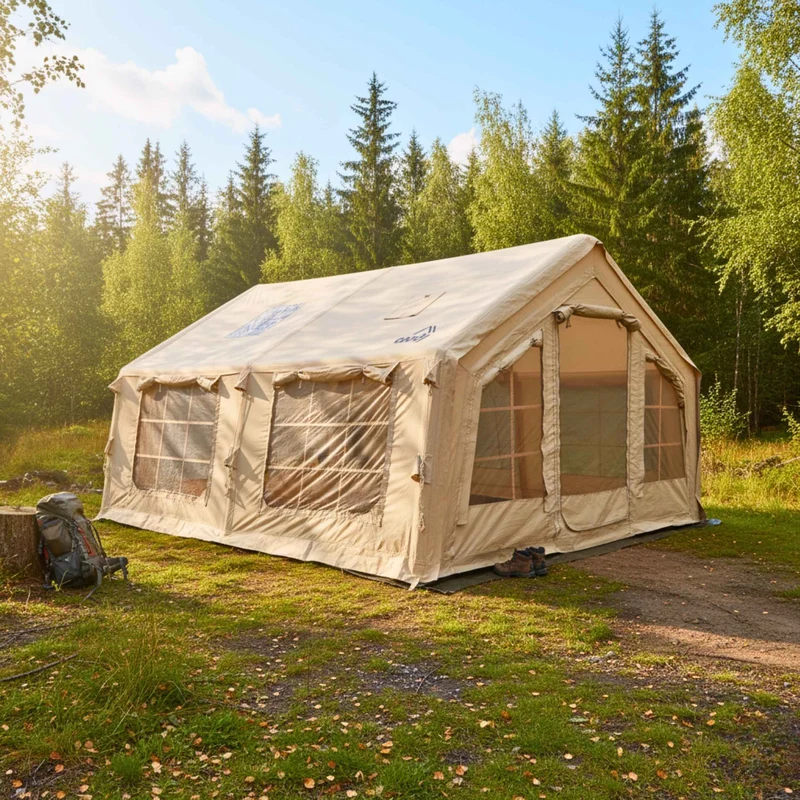 Coody Familia AirTent 13.6 Beige – Inflatable Hot Tent with Stove Jack for Camping, 2–8 People