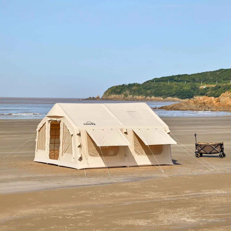 Coody Familia AirTent 13.6 Beige – Inflatable Hot Tent with Stove Jack for Camping, 2–8 People