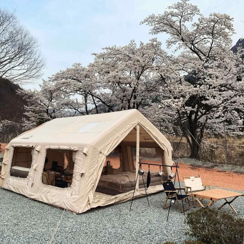 Coody Familia AirTent 13.6 Beige – Inflatable Hot Tent with Stove Jack for Camping, 2–8 People