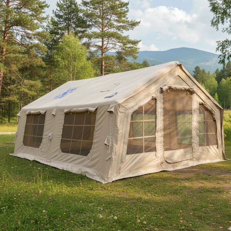 Coody Familia AirTent 17.2 Beige – Large Inflatable Hot Tent with Stove Jack for Camping, 2–10 People