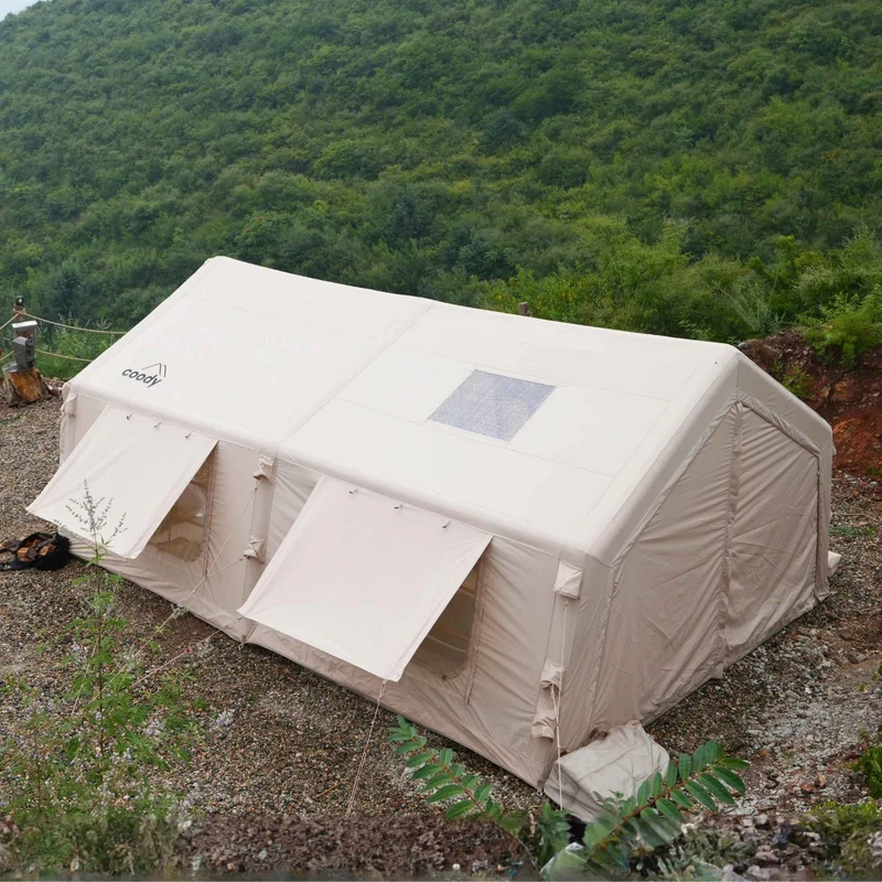 Coody Familia AirTent 17.2 Beige – Large Inflatable Hot Tent with Stove Jack for Camping, 2–10 People