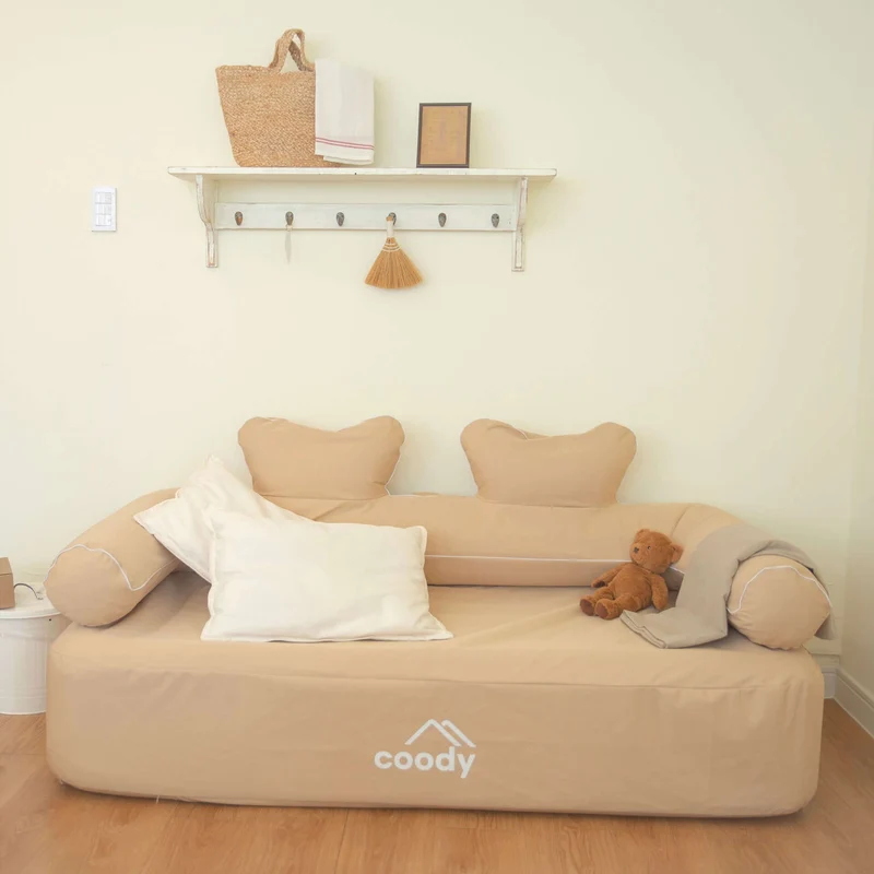 Coody Air Sofa Beige - Inflatable Camping Couch with Built-In Pump