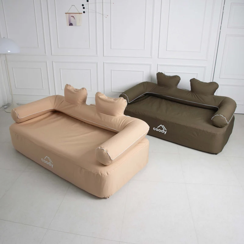 Coody Air Sofa Beige - Inflatable Camping Couch with Built-In Pump