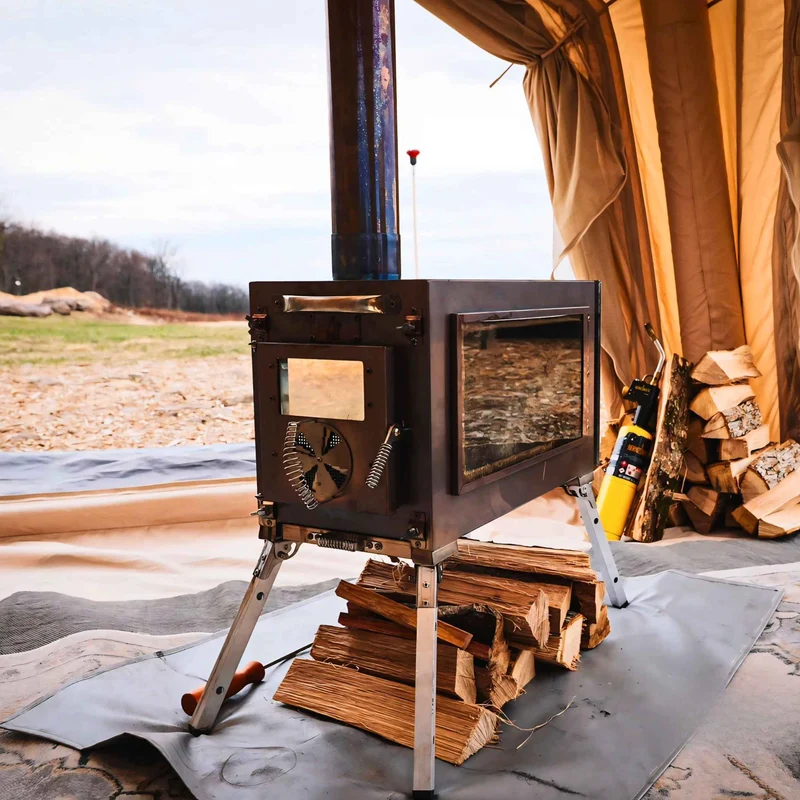 RBM Outdoors Caminus M - Medium Wood-Burning Tent Stove with Fire-Resistant Glass