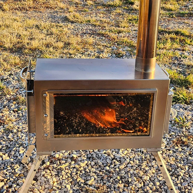 RBM Outdoors Caminus M - Medium Wood-Burning Tent Stove with Fire-Resistant Glass