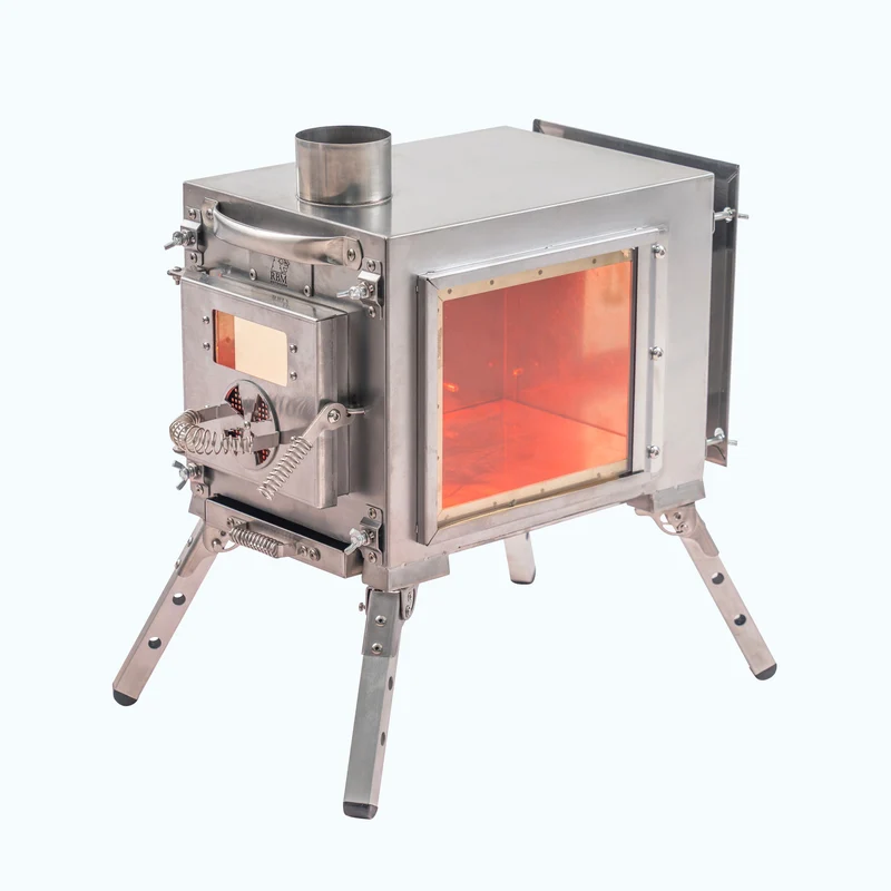RBM Outdoors Caminus S - Small Wood-Burning Tent Stove with Fire-Resistant Glass