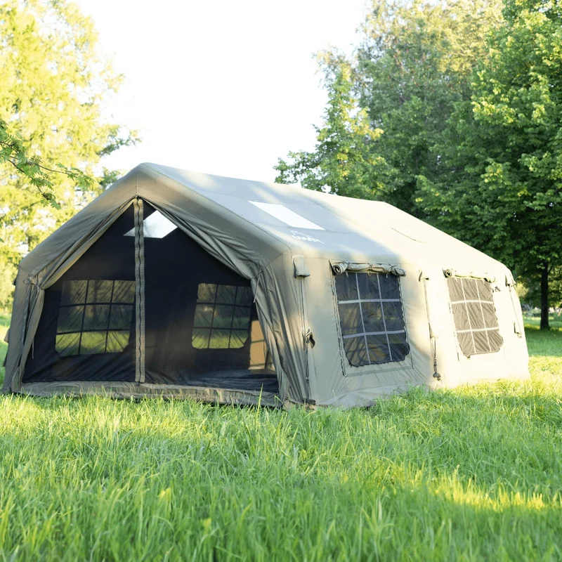 Coody Familia AirTent 17.2 Green – Large Inflatable Hot Tent with Stove Jack for Camping, 2–10 People