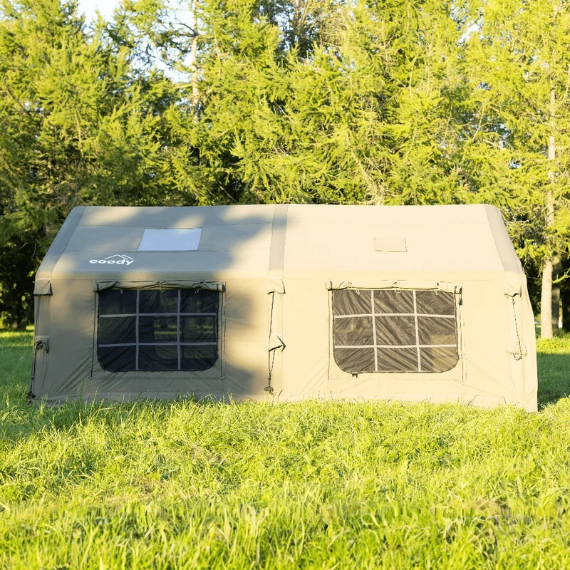 Coody Familia AirTent 17.2 Green – Large Inflatable Hot Tent with Stove Jack for Camping, 2–10 People
