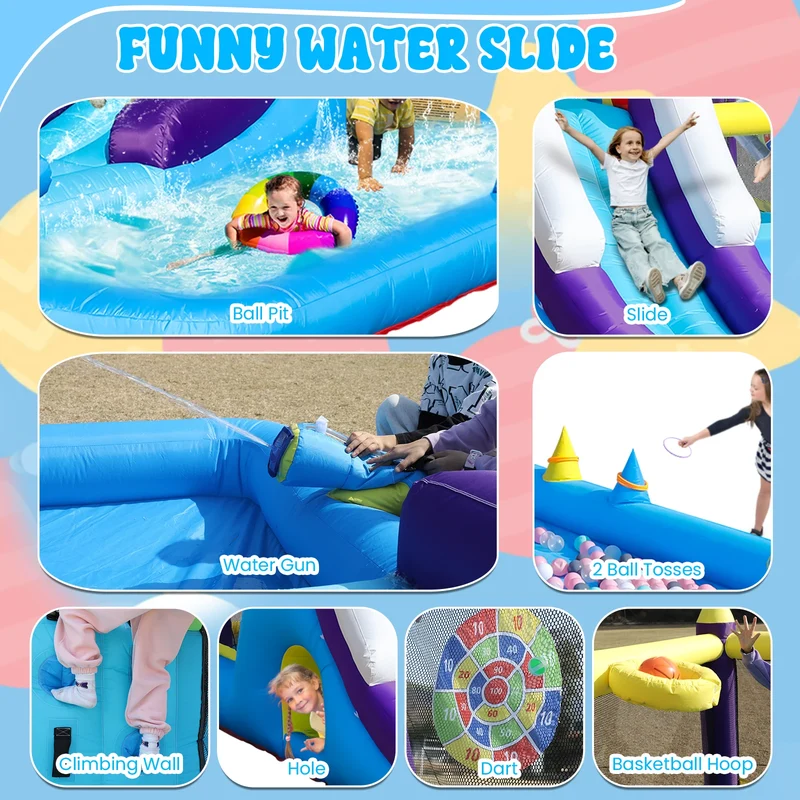 Aire de Jeux Gonflable Toboggan Éclaboussures