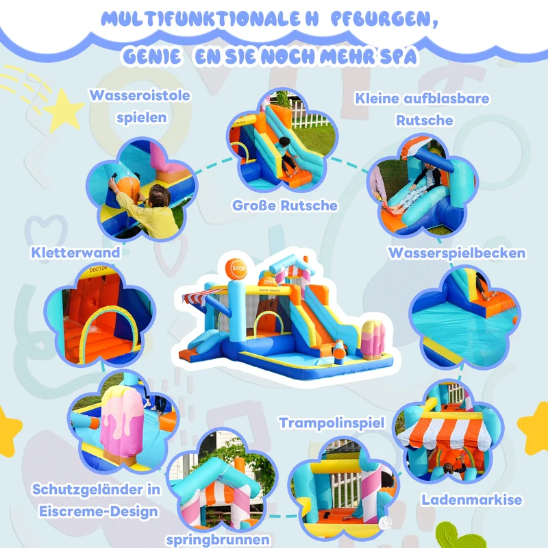 Aire de Jeux Gonflable Toboggans Fontaine