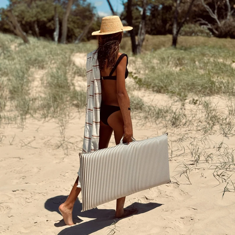 Folding Seat - The Vacay Taupe Stripe