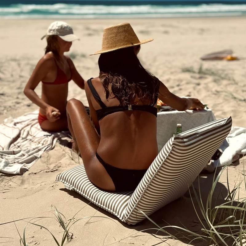 Folding Seat - The Vacay Taupe Stripe