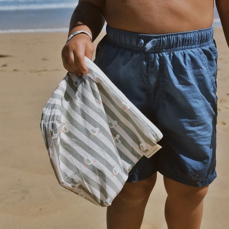 Kids Wet Bag - Sammy the Seagull Green Stripe