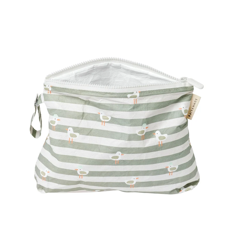 Kids Wet Bag - Sammy the Seagull Green Stripe