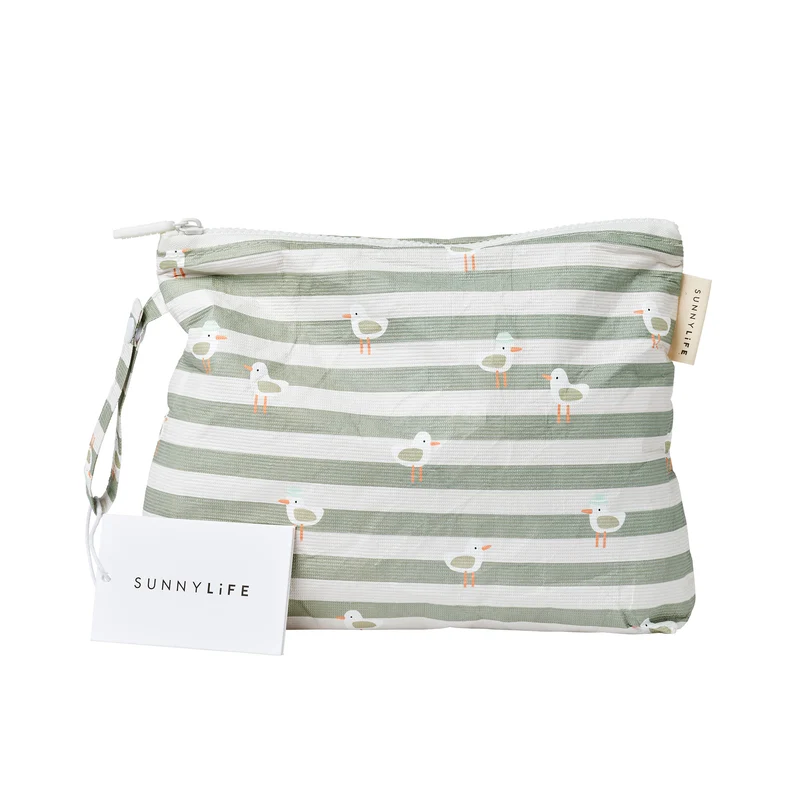 Kids Wet Bag - Sammy the Seagull Green Stripe