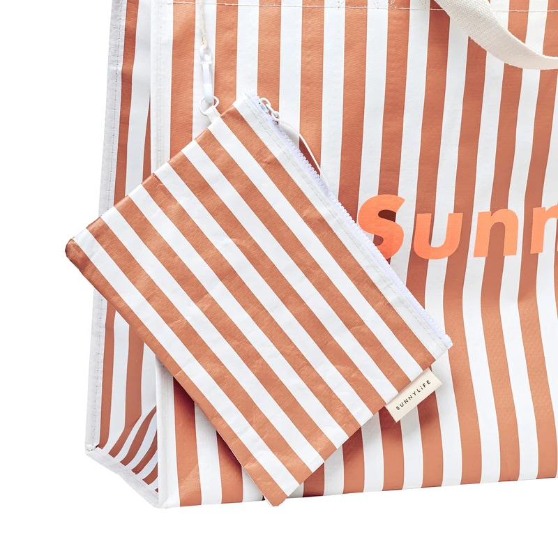 Carryall Beach Bag - Tierra Clay Stripe