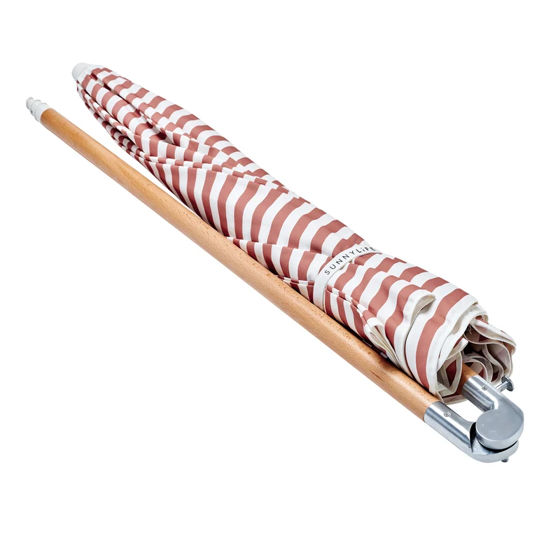 Luxe Beach Umbrella - Tierra Clay Stripe