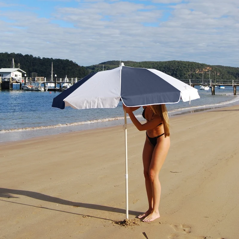 Compact Beach Umbrella - Marine Stripe