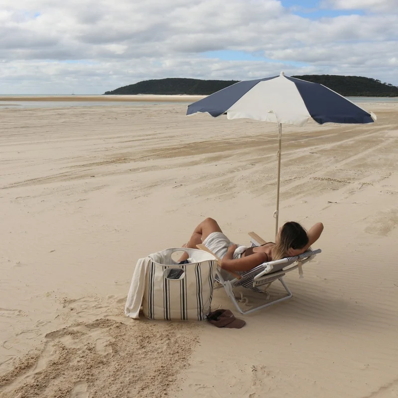 Compact Beach Umbrella - Marine Stripe