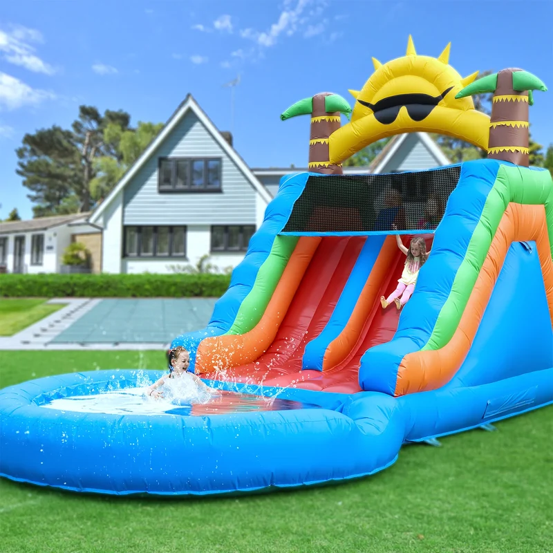 Toboggan Aquatique Gonflable Jungle Tropicale
