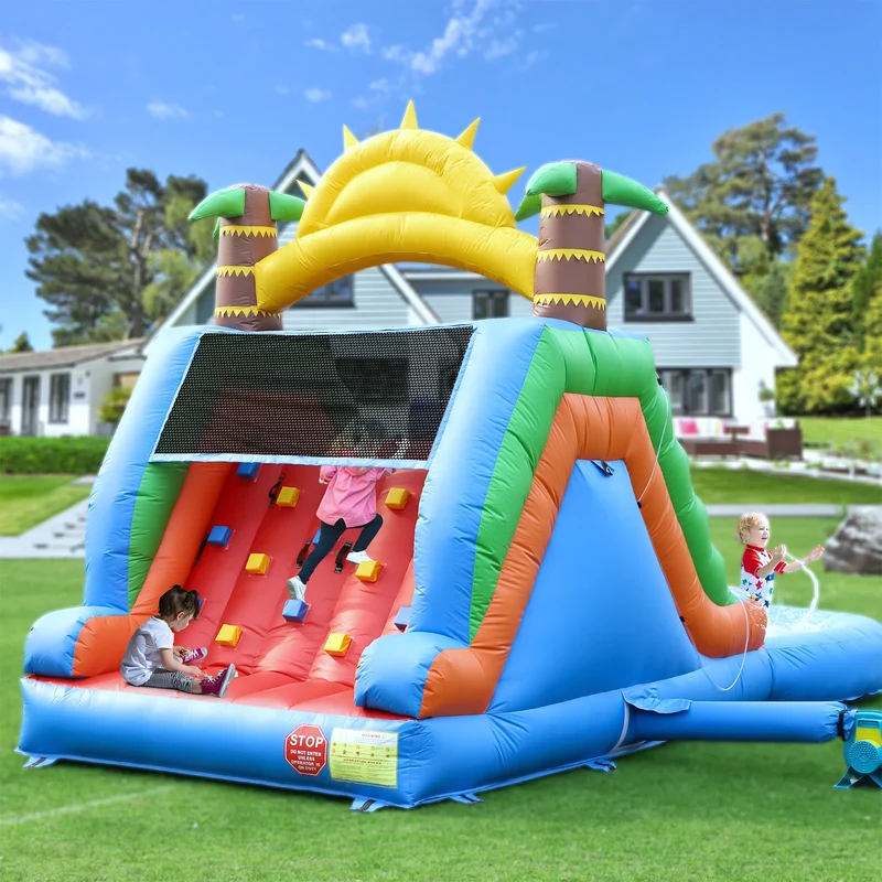 Toboggan Aquatique Gonflable Jungle Tropicale