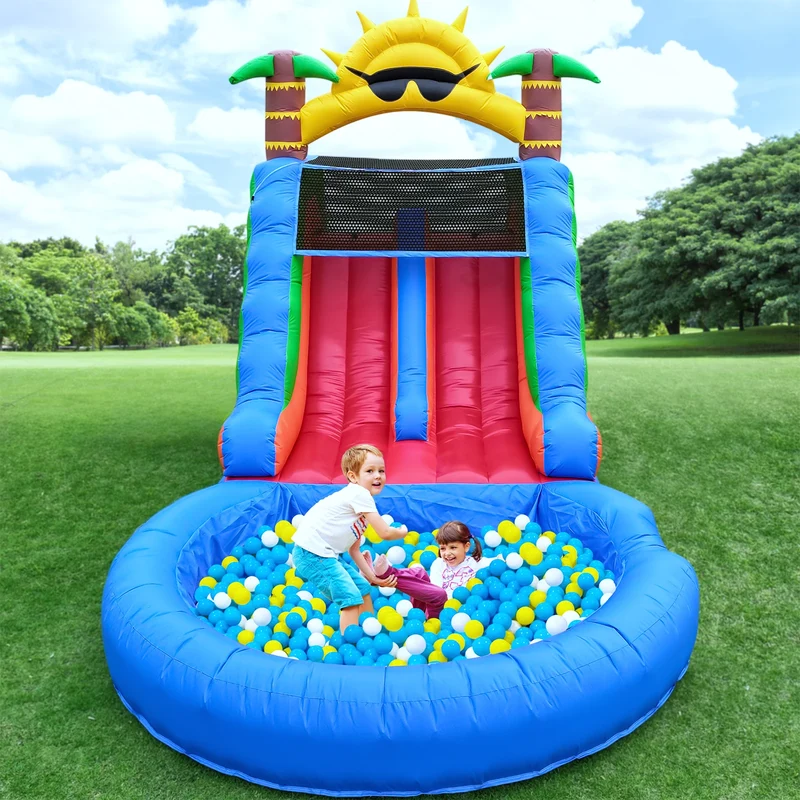Toboggan Aquatique Gonflable Jungle Tropicale