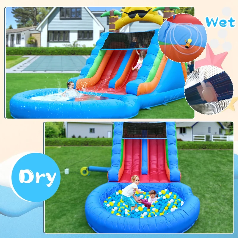 Toboggan Aquatique Gonflable Jungle Tropicale