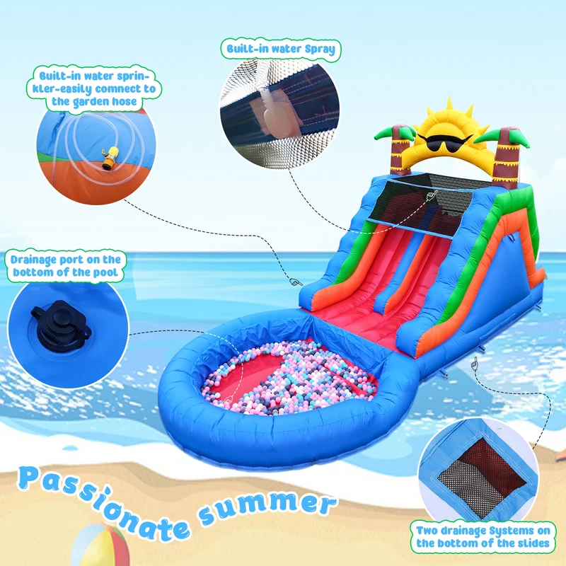Toboggan Aquatique Gonflable Jungle Tropicale