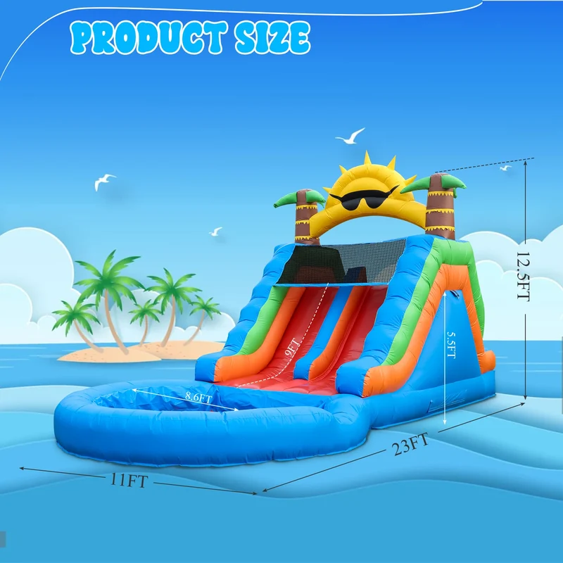 Toboggan Aquatique Gonflable Jungle Tropicale
