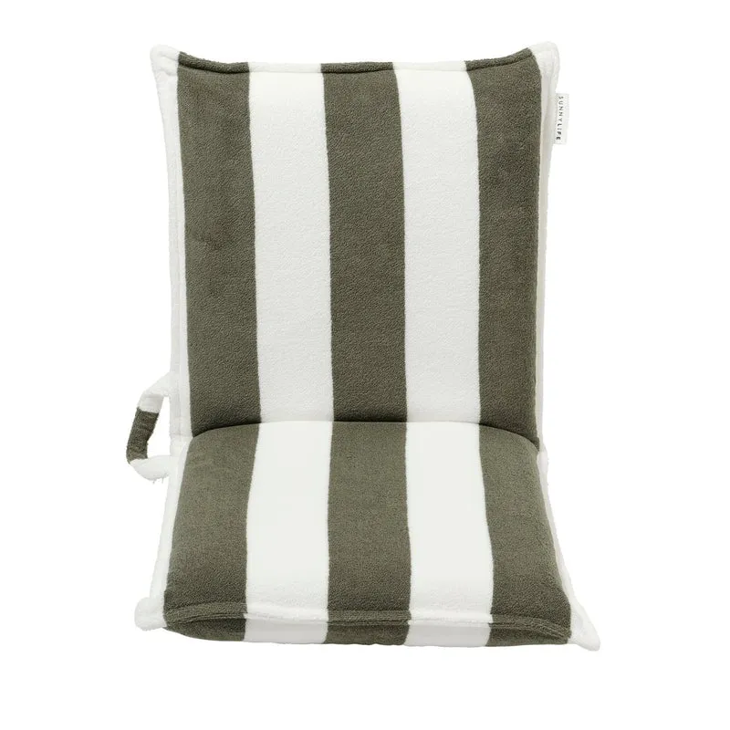 Terry Travel Lounger - Olive Stripe