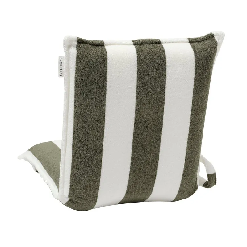 Terry Travel Lounger - Olive Stripe