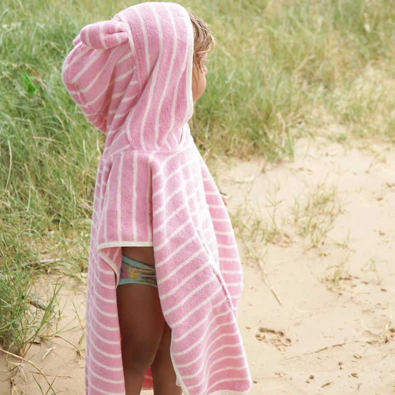 Kids Character Hooded Towel - Cotton Candy Pink Stripe