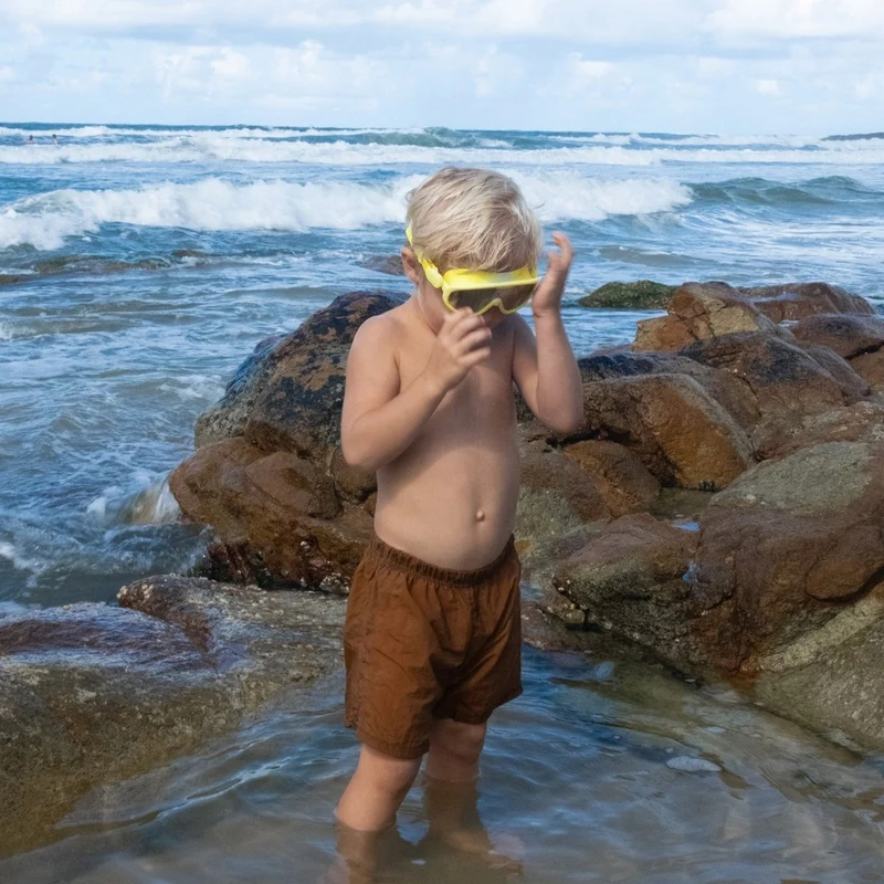 Kids Swim Mask - Salty the Shark Neon Yellow