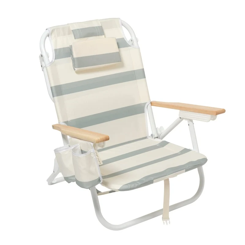 Deluxe Beach Chair - La Palma Sage Stripe