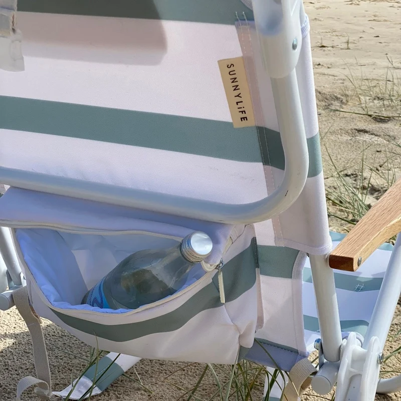 Deluxe Beach Chair - La Palma Sage Stripe