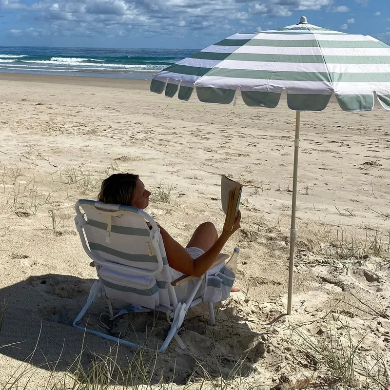Deluxe Beach Chair - La Palma Sage Stripe