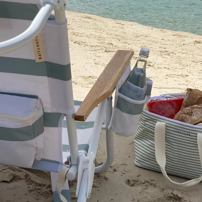 Deluxe Beach Chair - La Palma Sage Stripe