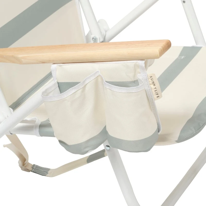 Deluxe Beach Chair - La Palma Sage Stripe