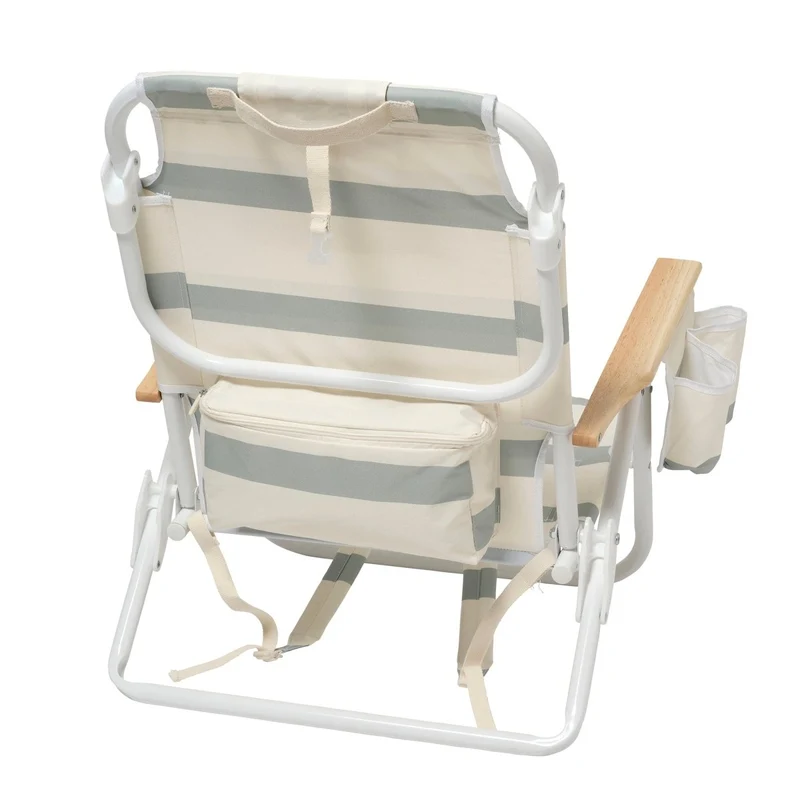 Deluxe Beach Chair - La Palma Sage Stripe