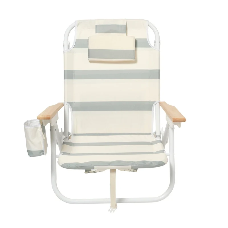 Deluxe Beach Chair - La Palma Sage Stripe