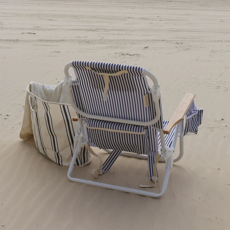 Deluxe Beach Chair - The Resort Navy Stripe