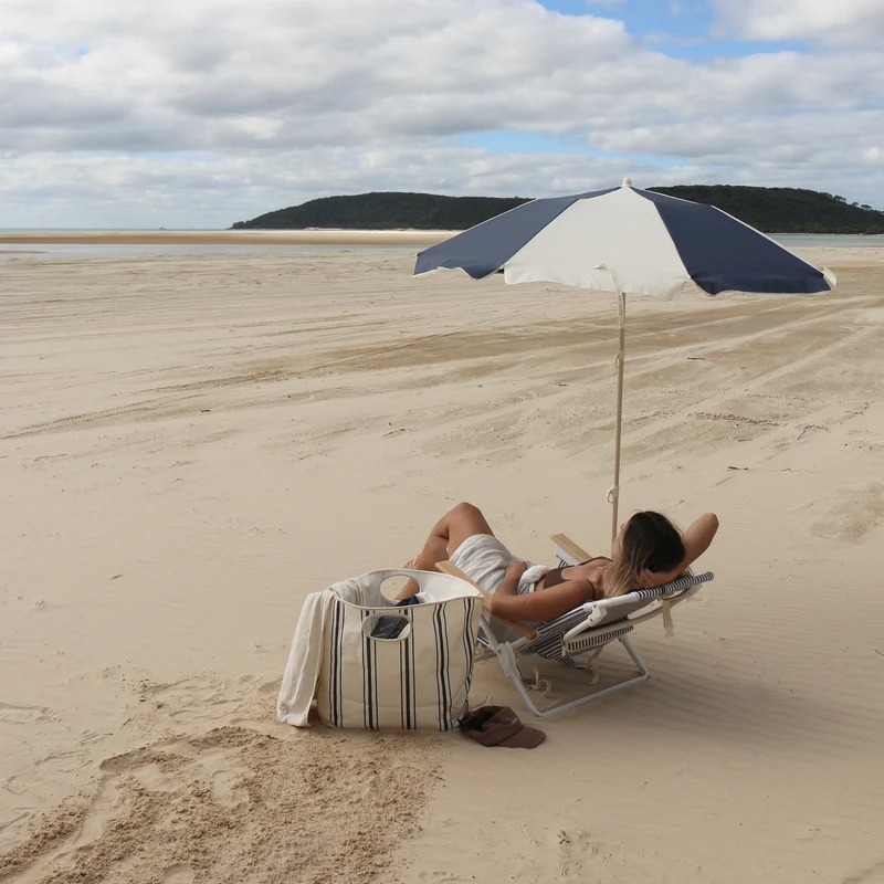 Deluxe Beach Chair - The Resort Navy Stripe