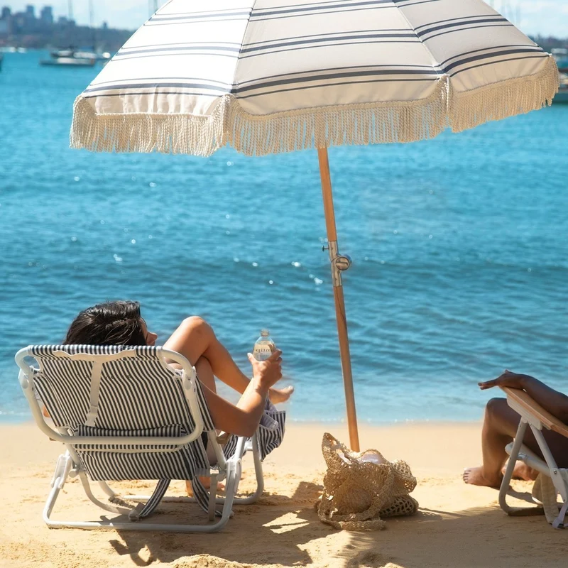 Deluxe Beach Chair - The Resort Navy Stripe